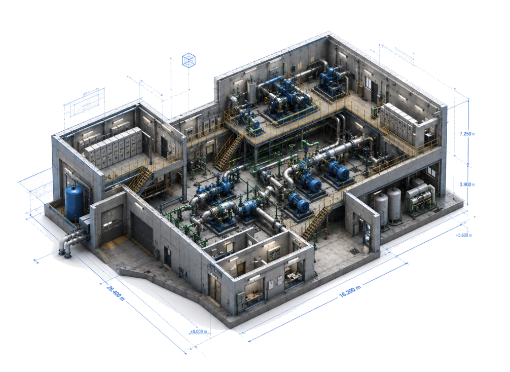 Facility digital twin cutaway